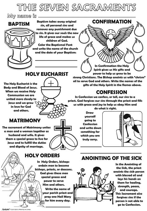 Free Printable 7 Sacraments Worksheet