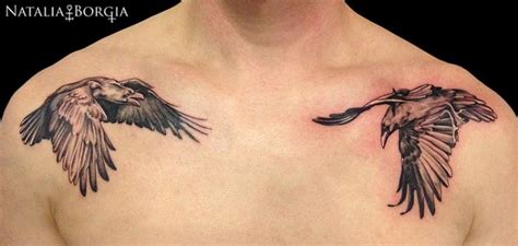 Ravens On Chest Tattoo Tattoos Raven Tattoo Tattoo Work