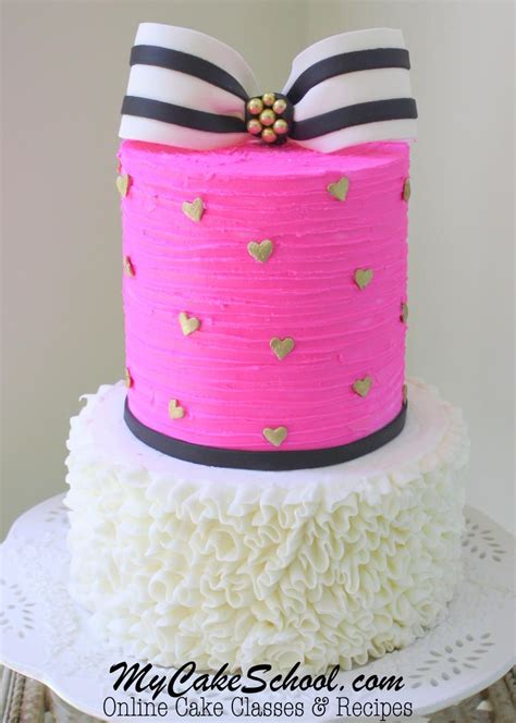 Ruffled Buttercream Cake With Striped Bow Cake Decorating Video Bow