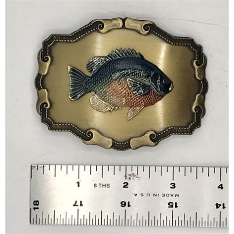 Raintree Accessories Vintage Raintree Fish Brass Belt Buckle 3d