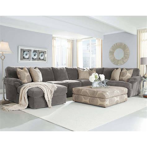 Elegant transitional style grey living room decor with maddox sofa and leather coffee table, leather chairs, crystal changeliers gorgeous transitional style all white living room decor with huge u sectional sofa, #luxurydecor #luxurysofa #luxuryhouse #luxuryhome #interiordesign #white decor. Grey Sectional Couch - Ideas on Foter