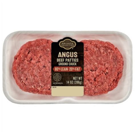 Private Selection 80 20 Angus Beef Ground Chuck Patties 2 Ct 14 Oz