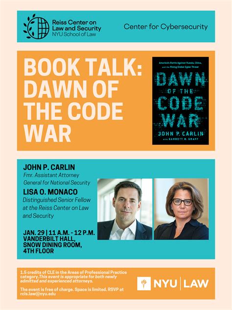 Carlin Book Talk Poster Reiss Center On Law And Security