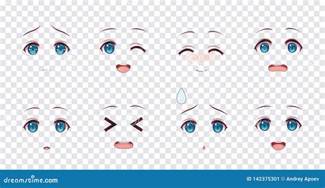Emotions Blue Eyes Of Anime Manga Girls Stock Vector Illustration Of