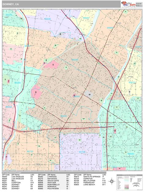 Downey California Wall Map Premium Style By Marketmaps Mapsales