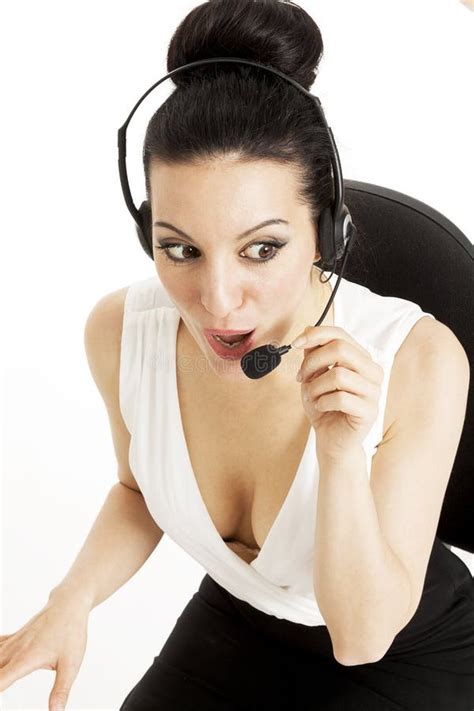 Woman Customer Service Worker Call Center Smiling Operator With Stock Photo Image Of Agent