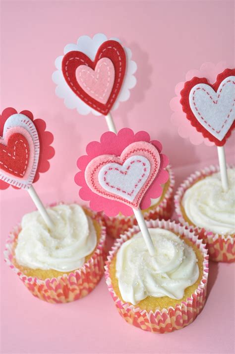 12 Heart Cupcake Toppers Valentines Day Cupcake