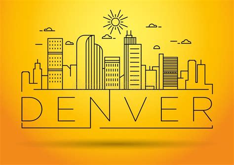Minimal Denver Linear City Skyline With Typographic Design Stock