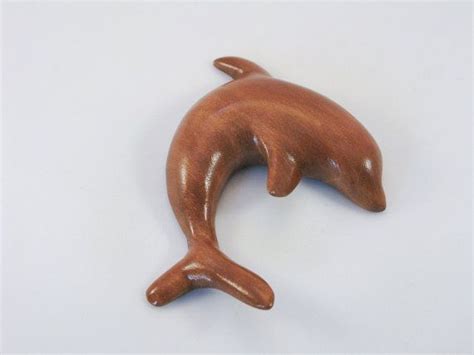 Wood Carved Dolphin Refrigerator Magnet Etsy Carving Carved Fish