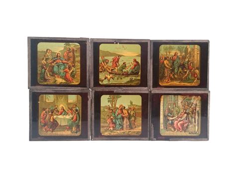 Antique Magic Lantern Slides Collection Of The Passion Of Christ Set Of 6 French Christian