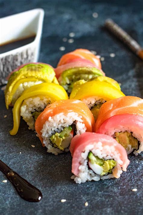 Rainbow Roll Sushi A Japanese Creation The Foreign Fork