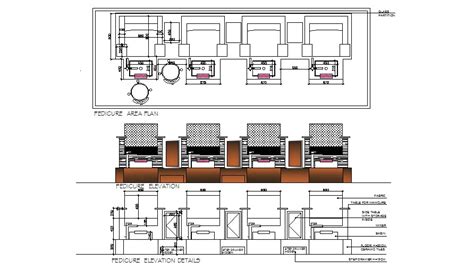 Pedicure Area Of Salon Cad Drawing Details Dwg File Cadbull
