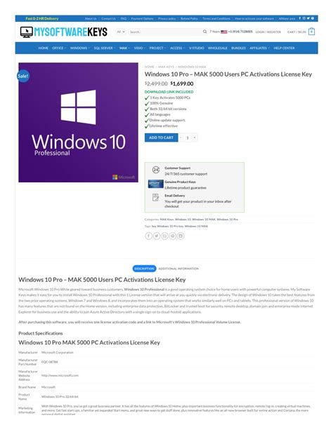 Ppt Mysoftwarekeys Com Product Windows 10 Pro Mak 5000 Users Pc
