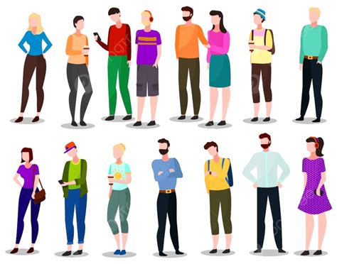 People Stand Vector Design Images People Standing In Group Vector Set Instant Media Png