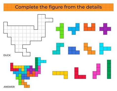 Juego De Rompecabezas Con Pato Detalles Coloridos Para Niños Figura