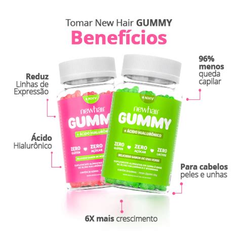 New Hair Gummy Laranja Vitamina Em Goma Para Cabelos E Unhas New Hair Combate Queda