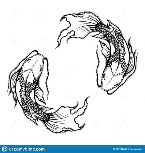 Please use a recently updated version of chrome, platform specific, or firefox. Hand Drawn Outline Koi Fish Vector Illustration, Tattoo ...