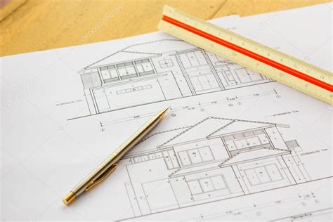Architecture Drawings With Pencil And Ruler Stock Photo By ©wittybear