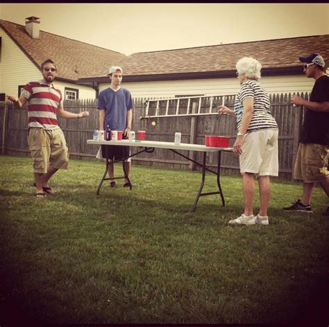 my grandma playing beer pong y all 82 years old r pics
