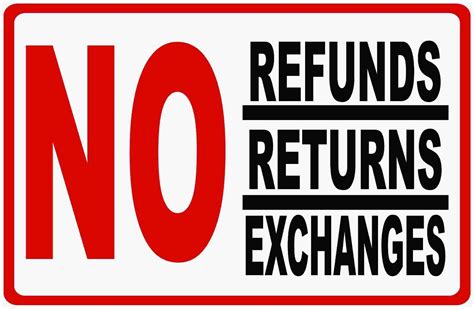 No Refunds Returns Exchanges Sign Size Options Retail Sign Ebay