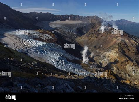 Russia View Of Eruption At Mutnovsky Volcano Stock Photo Alamy