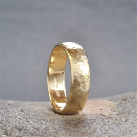 Handmade Gold Lightly Hammered Wedding Ring By Muriel