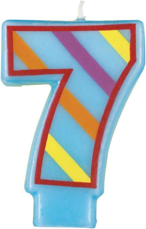 Decorative Striped Number 7 Birthday Candle Kitchen And Dining