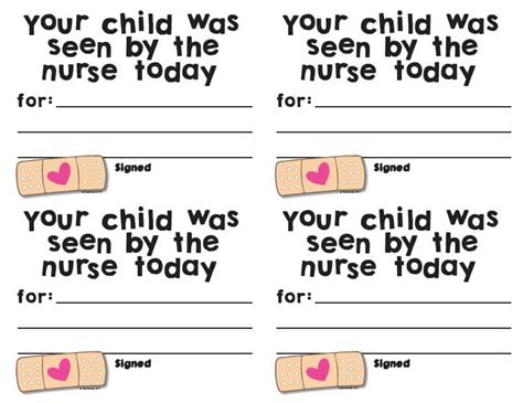 School Nurse Notes Printable