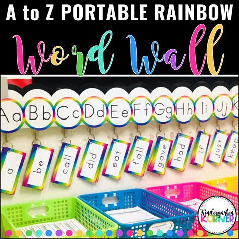 A To Z Rainbow Portable Word Wall 220 Word Cards Letter Headers