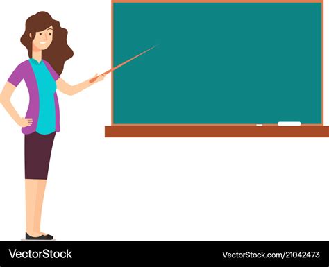 Cartoon Teacher Woman At Blackboard Teaching Vector Image