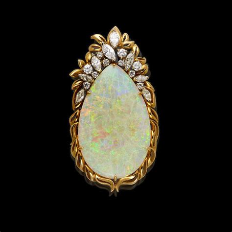 Bonhams Crystal Opal And Diamond Pendant