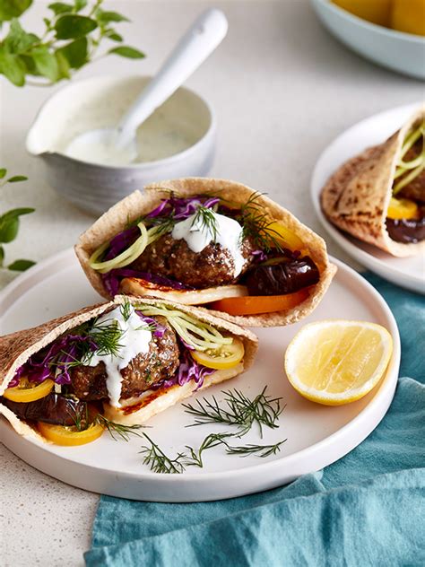 Spiced Pitta Pockets With Charred Eggplant And Fresh Herbs Recipe Australian Lamb Recipes