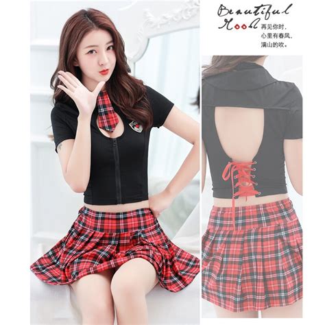Adult Student Uniform Temptation Clothing Plaid Skirt Sexy School