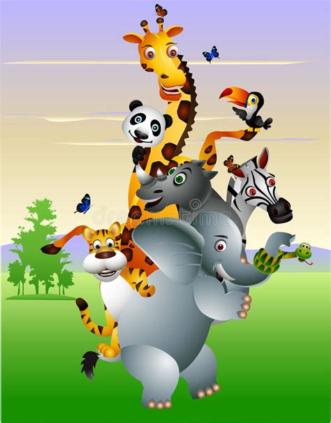 Funny Wild African Animal Cartoon Stock Illustration