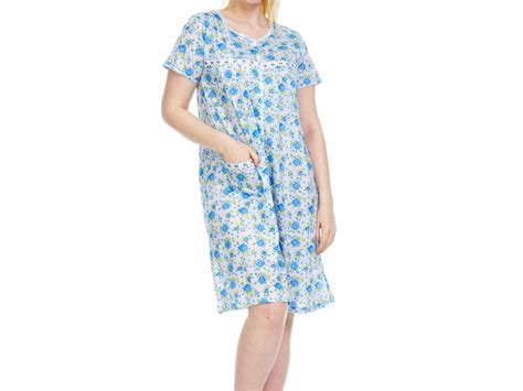 Ezi Women S Button Down Cotton Short Sleeve Floral Nightgown With Pocket