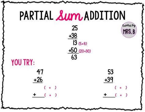 Partial Sum Addition Freebie Help Teach Addition Using Multiple