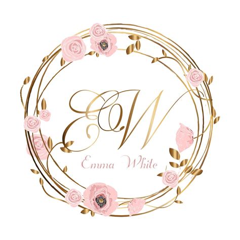 Digital Wreath Flowers Logo Custom Logo Flower Wreath Logo Etsy Logo