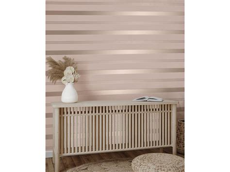 Vymura Luxury Foil Wallcovering Bexley Stripe Fd24799 Pink