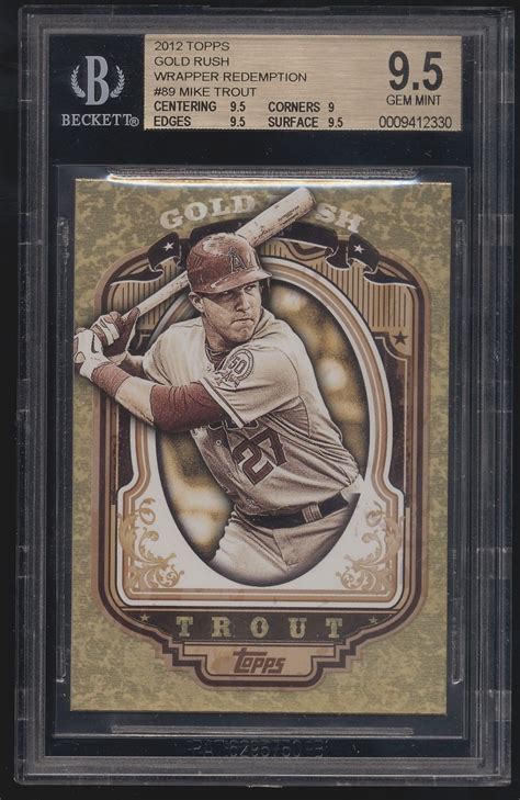 Rare 2012 Topps Gold Rush Mike Trout Wrapper Redemption Rc Bgs 95 Gem