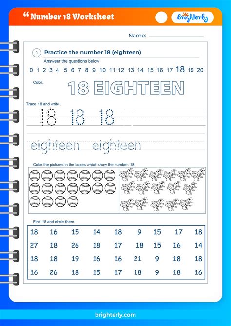 Free Printable Number 18 Eighteen Worksheets For Kids Pdfs