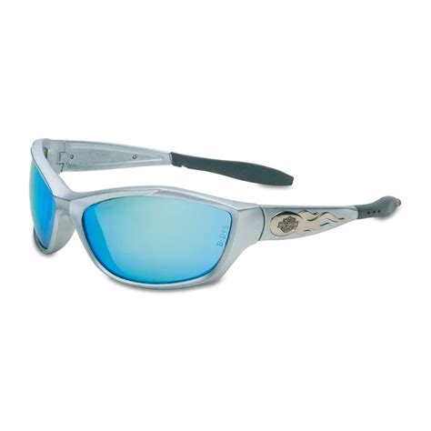 Harley Davidson Hd1000 Series Safety Glasses With Blue Mirror Tint Anti Fog Hardcoat Lens And