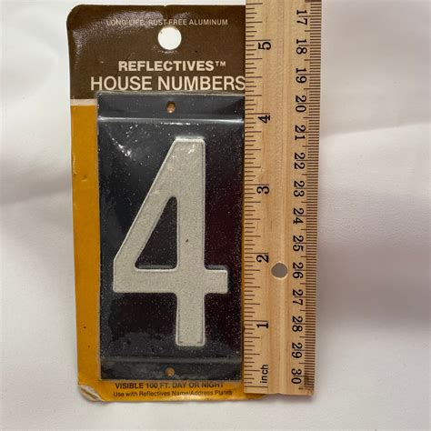 New Old Stock Reflective House Number 4 Etsy