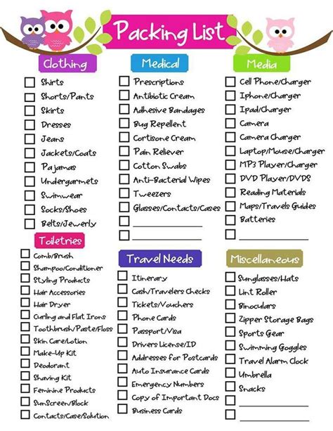 woman printable pack checklist