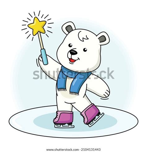 Cartoon Illustration Cute Polar Bear Playing Stock Vector Royalty Free