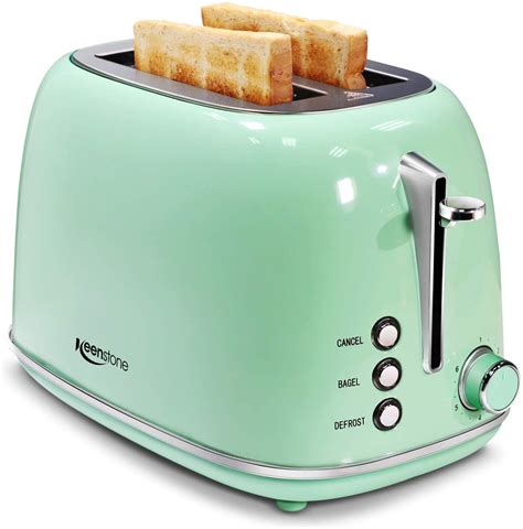 Keenstone 2 Slice Toaster Retro Stainless Steel Toaster Green