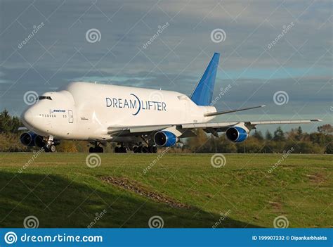 Boeing 747 Lcf Large Heavy Cargo Freighter In Golden Light Editorial