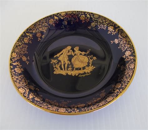 Limoges Castel Victorian Couple Dish With 22k Gold Trim
