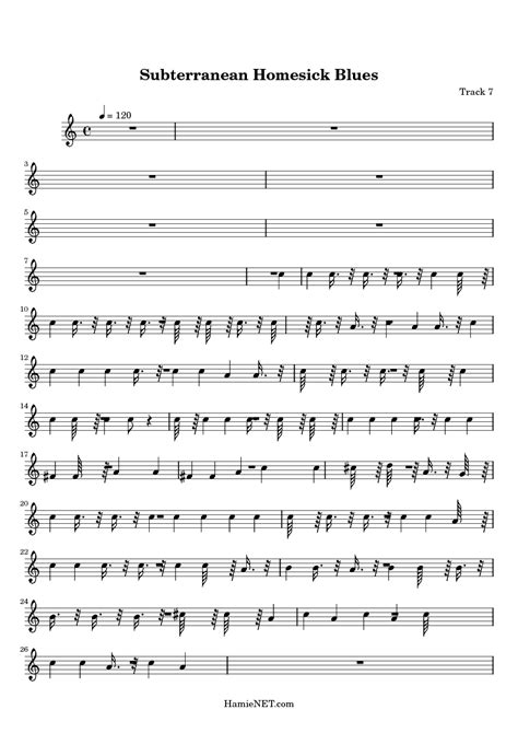 Subterranean Homesick Blues Sheet Music Subterranean Homesick Blues