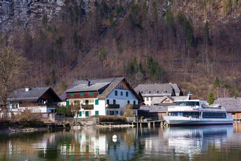 Beautiful View Of Houses At Small Historical Village Hallstatt Unesco