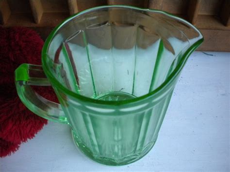 Vintage Green Hazel Atlas Depression Glass Pitcher For Serving